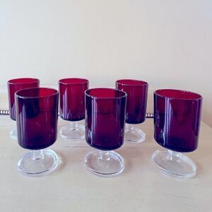Set of 6 Luminarc Cavalier Ruby Red Cordial Glasses
